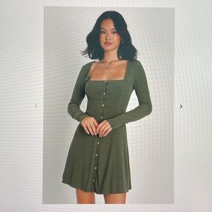 Lulus | Dresses | Lulus Simply Favored Olive Green Ribbed Long Sleeve Mini  Dress | Poshmark
